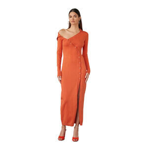 ATOIR Percy Dress Orange Revolve Maxi Asymmetric Button Slit Size 6